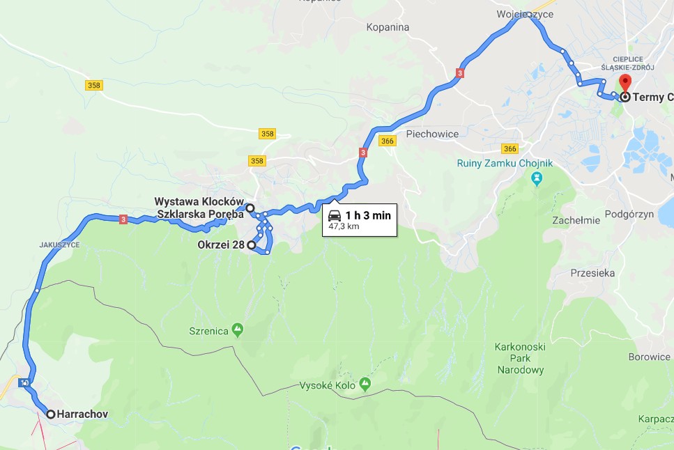 Mapa trasy 1 z Harrachova